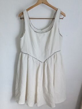In Bloom Cream Sleeveless Mini Dress with Black Contrast Stitching